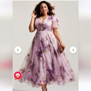 FlyCurvy Plus Size lilac purple dress 3X